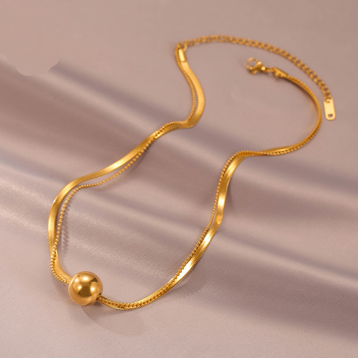 Women's Graceful And Fashionable Double-layer Good Fortune Ball Necklace